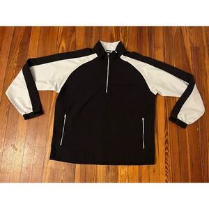 Footjoy Black Mens L 1/4 Zip Pullover Windbreaker in good condition.
